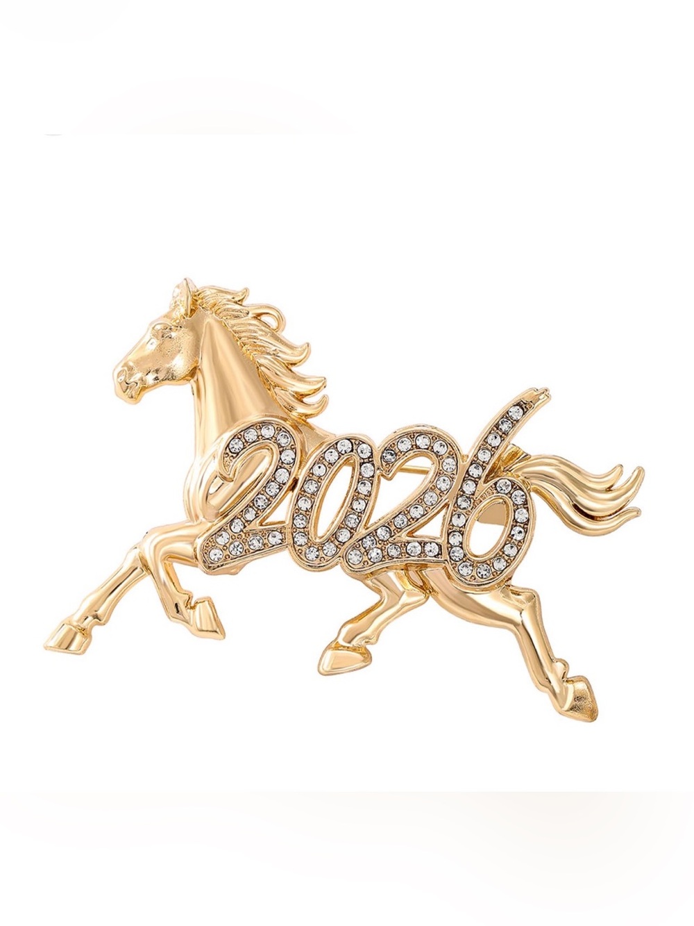 Chinese zodiac 2026 golden horse brooch